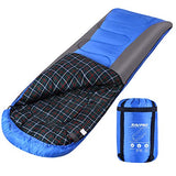 RISEPRO Flannel Sleeping Bag Lightweight, Portable, Waterproof 3-4 Seasons Warm Cold Weather Sleeping Bag for Adults & Kids - Indoor & Outdoor: Camping, Backpacking, Hiking Blue