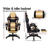 ALFORDSON Gaming Chair with 150° Recline and Footrest, Ergonomic Office Racing Computer Chair with SGS Approved Gas-Lift, PU Leather High Back Video Game Chair Fit Home Desk, Max 180kg (Elite Gold)