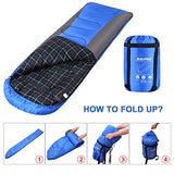 RISEPRO Flannel Sleeping Bag Lightweight, Portable, Waterproof 3-4 Seasons Warm Cold Weather Sleeping Bag for Adults & Kids - Indoor & Outdoor: Camping, Backpacking, Hiking Blue