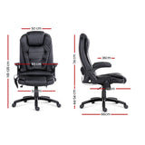 8-Point Massage Gaming Chair Home Study Office Chair Black PU Leather Reclining Computer Chair