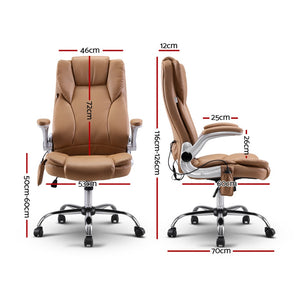 Artiss Massage Gaming Chair Home Study Office Chair 8-Point Vibration Espresso Coloured Computer Chair