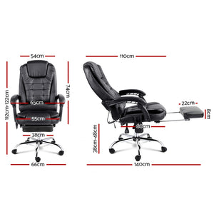 8-Point Massage Gaming Chair Home Study Office Chair Black Reclining Computer Chair