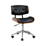 Artiss Home Study Office Chair Wood & Black Leather Computer Chair