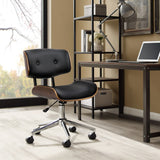 Artiss Home Study Office Chair Wood & Black Leather Computer Chair
