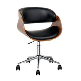 Artiss Home Study Office Chair Black Leather & Wood Computer Chair