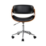 Artiss Home Study Office Chair Black Leather & Wood Computer Chair