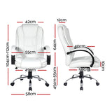 Artiss Home Study Office Chair White PU Leather Executive Computer Chair