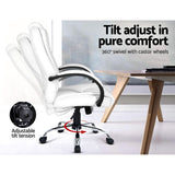 Artiss Home Study Office Chair White PU Leather Executive Computer Chair