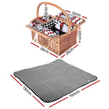 Alfresco Picnic Basket 4 Person Baskets Outdoor Insulated Blanket Deluxe