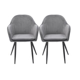 2x Dining Chairs Kitchen Steel Chair Velvet Removable Cushion Seat Covers