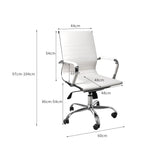 Home Study Office Chair White Matte PU Leather Mid-Back Computer Chair