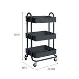 3 Tiers Kitchen Trolley Cart Steel Storage Rack Shelf Organiser Wheels Grey