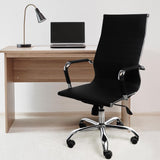 2PC Home Study Office Chair Black Matte PU Leather Computer Chair